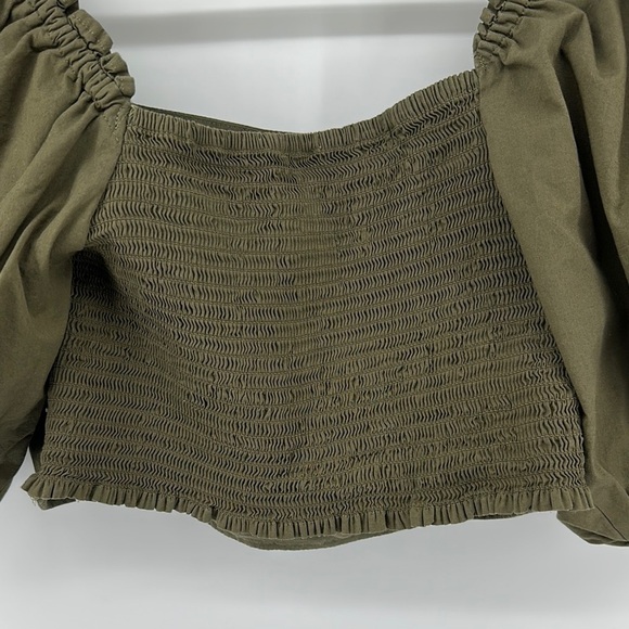 Jason Wu Cottagecore Romantic Feminine Peasant Luxury Olive PuffSleeveBlouse SzL - Picture 6 of 11